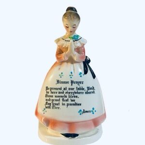 Vintage Pink Praying Lady Napkin Holder Dinner Prayer AC McClurg